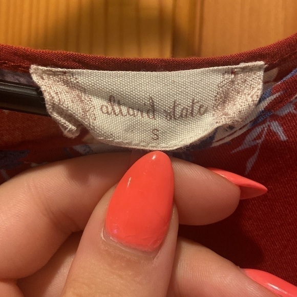 Altar'd State Long Sleeve Boho Style Floral Bell Sleeve and Ruffle Blouse - Picture 4 of 4